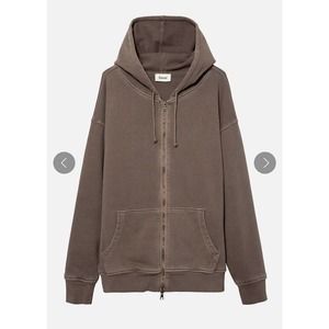 Elwood Unisex Oversized Core Zip Hoodie Vintage Brown Size XL